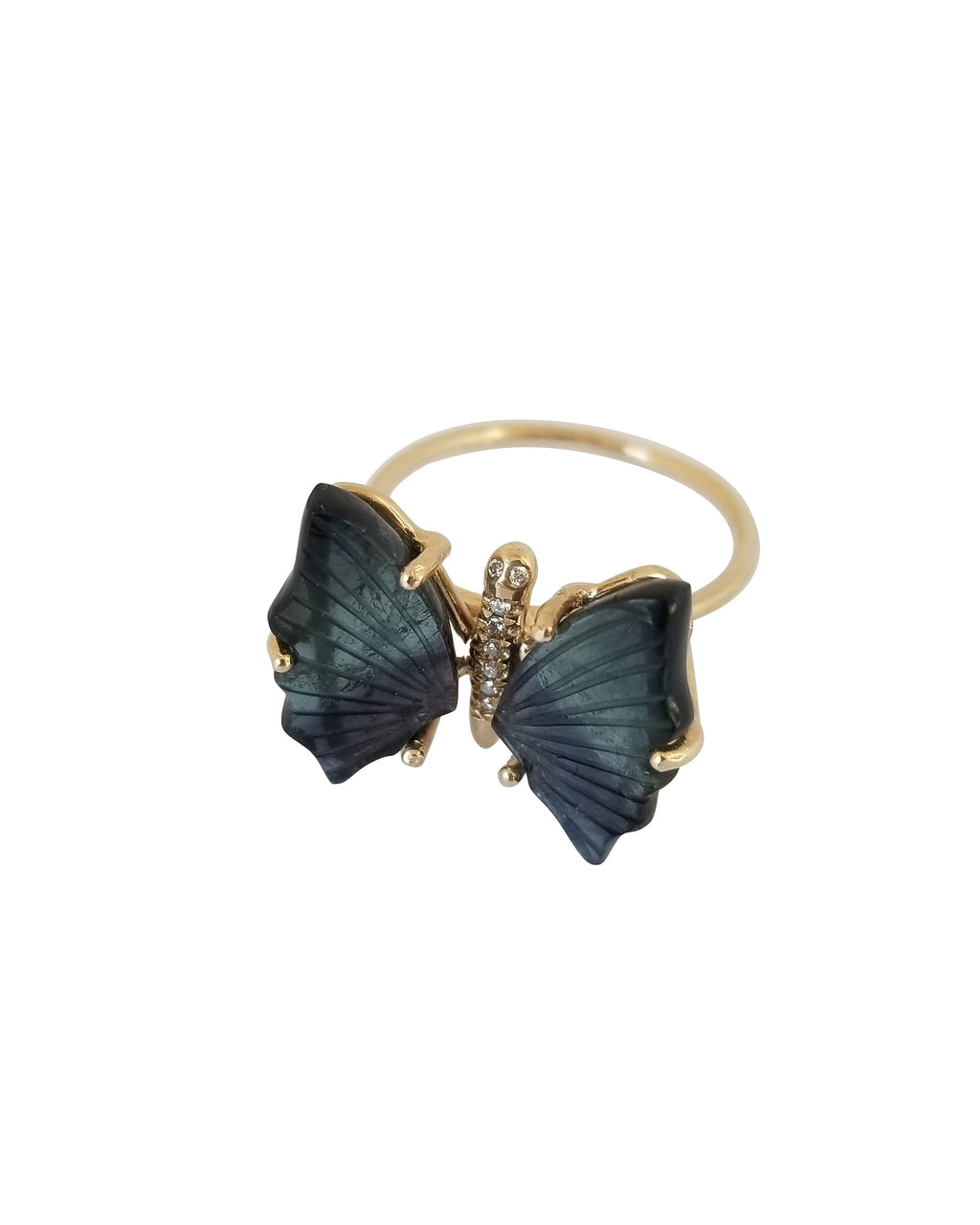 Blue Tourmaline Butterfly Ring
