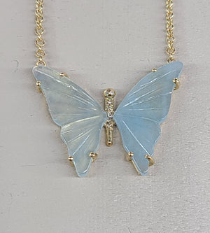 Aquamarine Butterfly Necklace